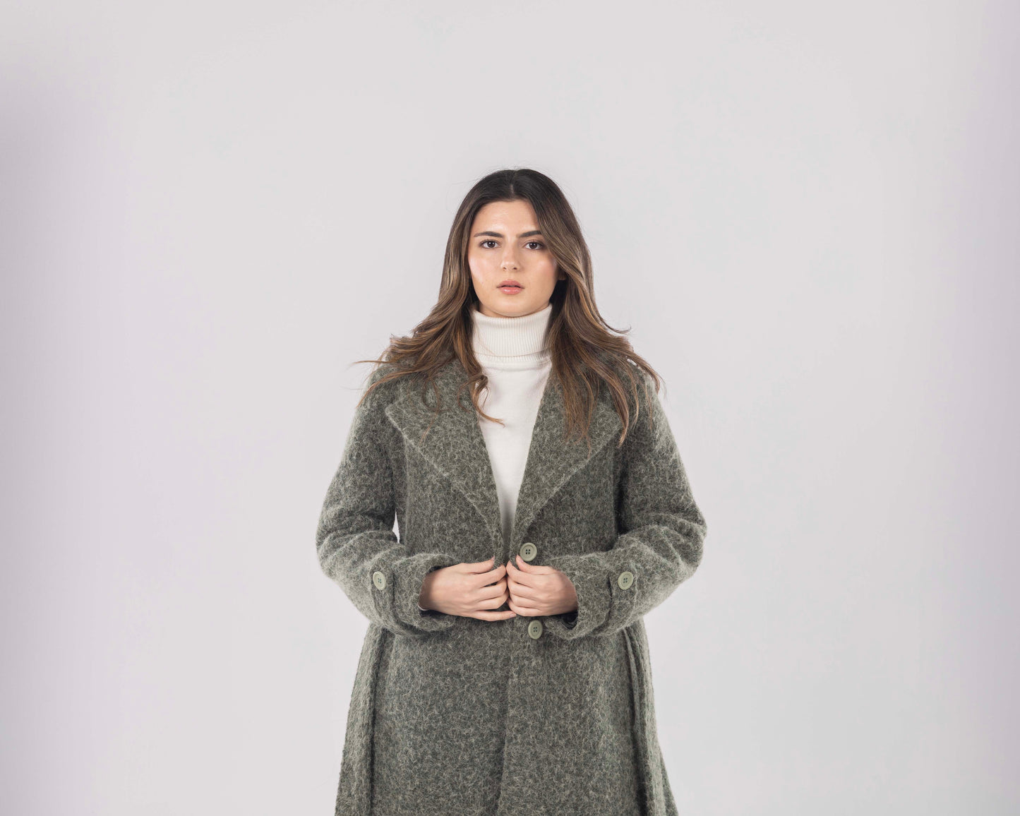 Olive Anthracite Laine Overcoat
