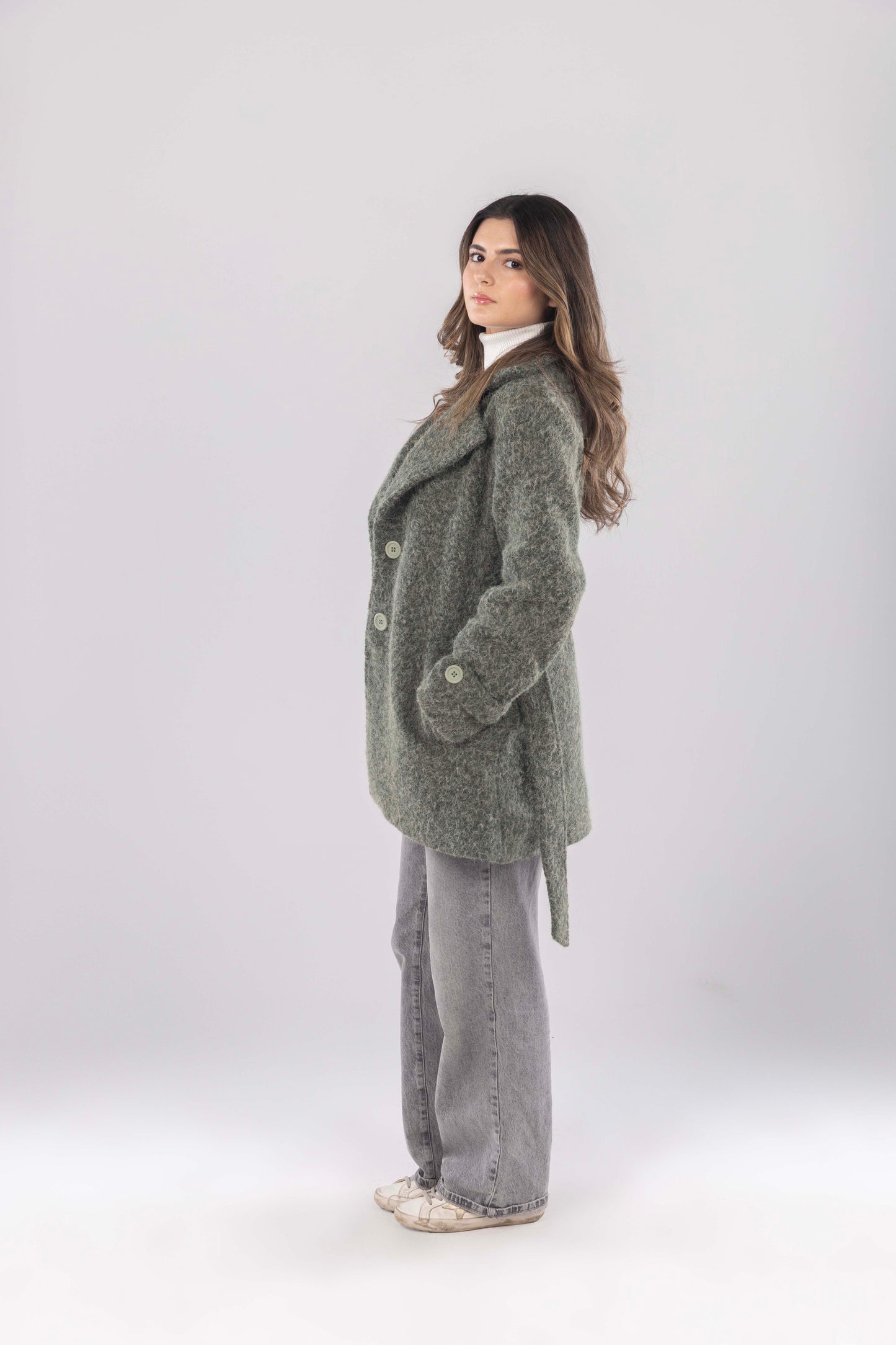 Olive Anthracite Laine Overcoat