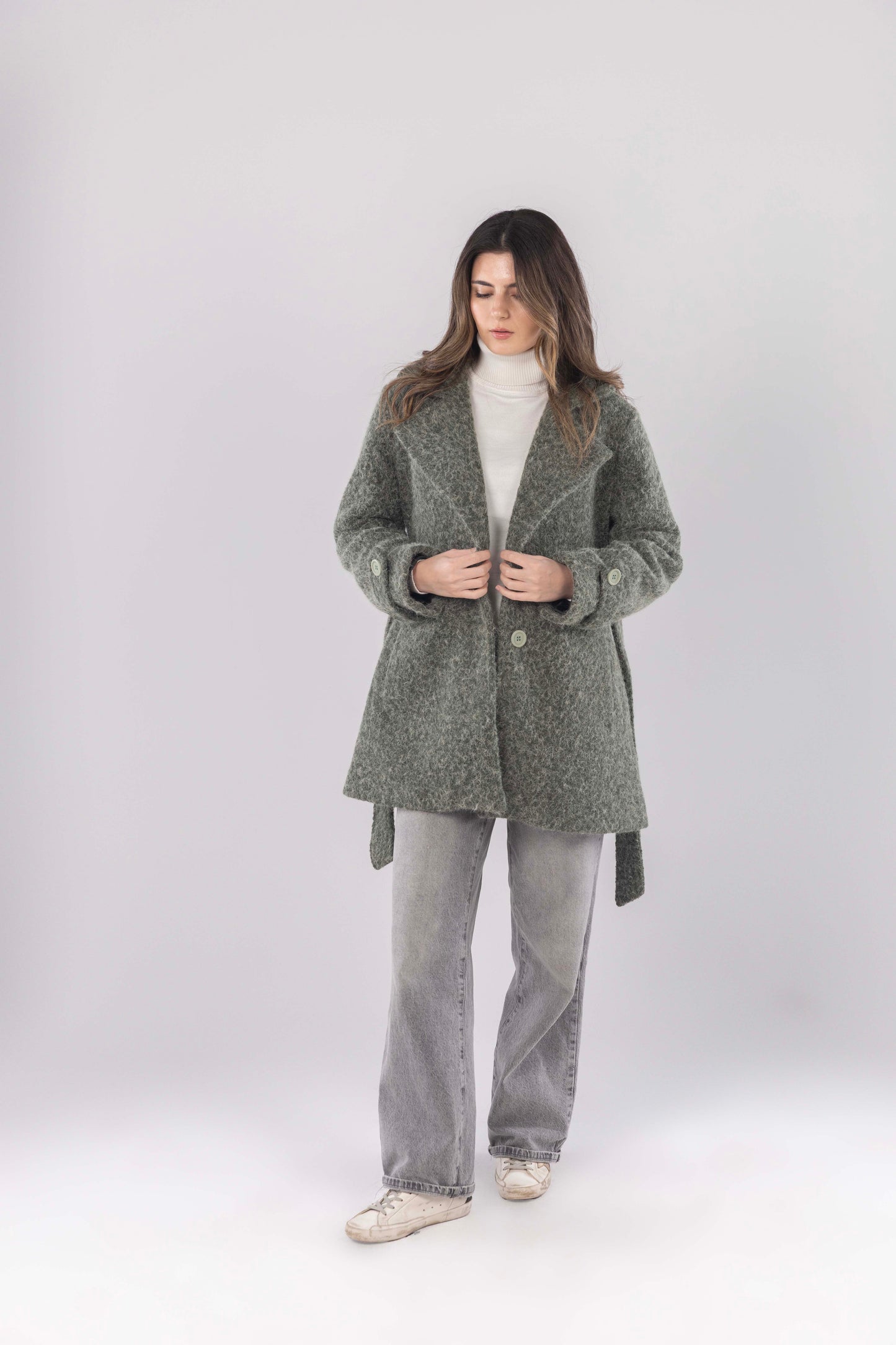 Olive Anthracite Laine Overcoat