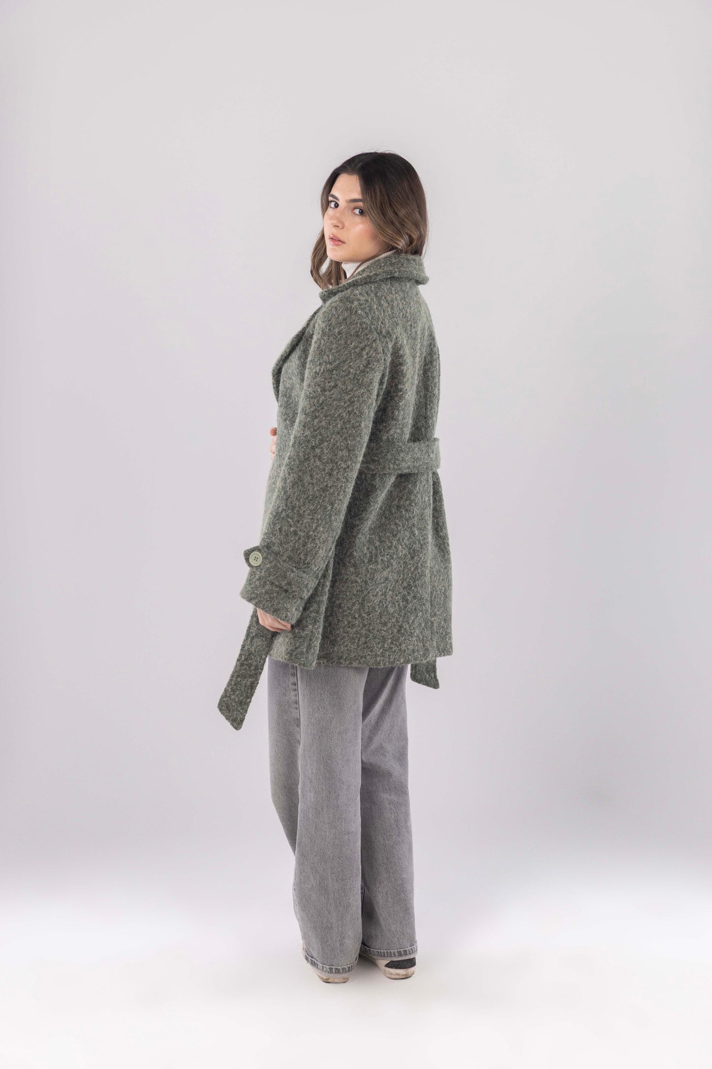 Olive Anthracite Laine Overcoat